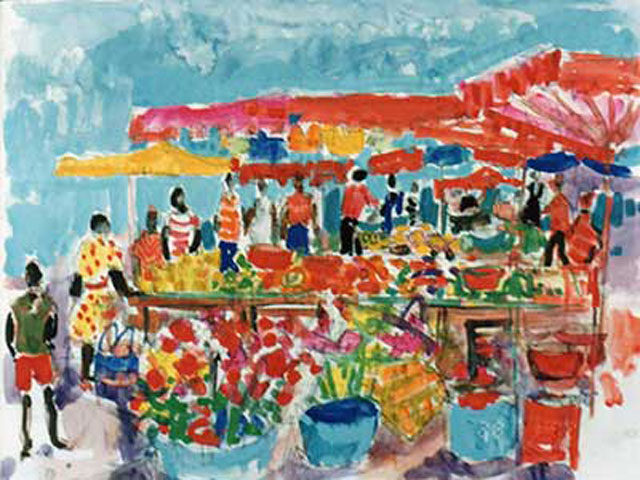 24-I31_Marché du Chaudron1_La Réunion 1992_Gouache 29x21